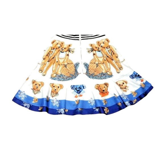 LIANG DIAN YI ZU White Colorful Teddy Bear Skater Shirt Dress Large Knee Length - Picture 8 of 11